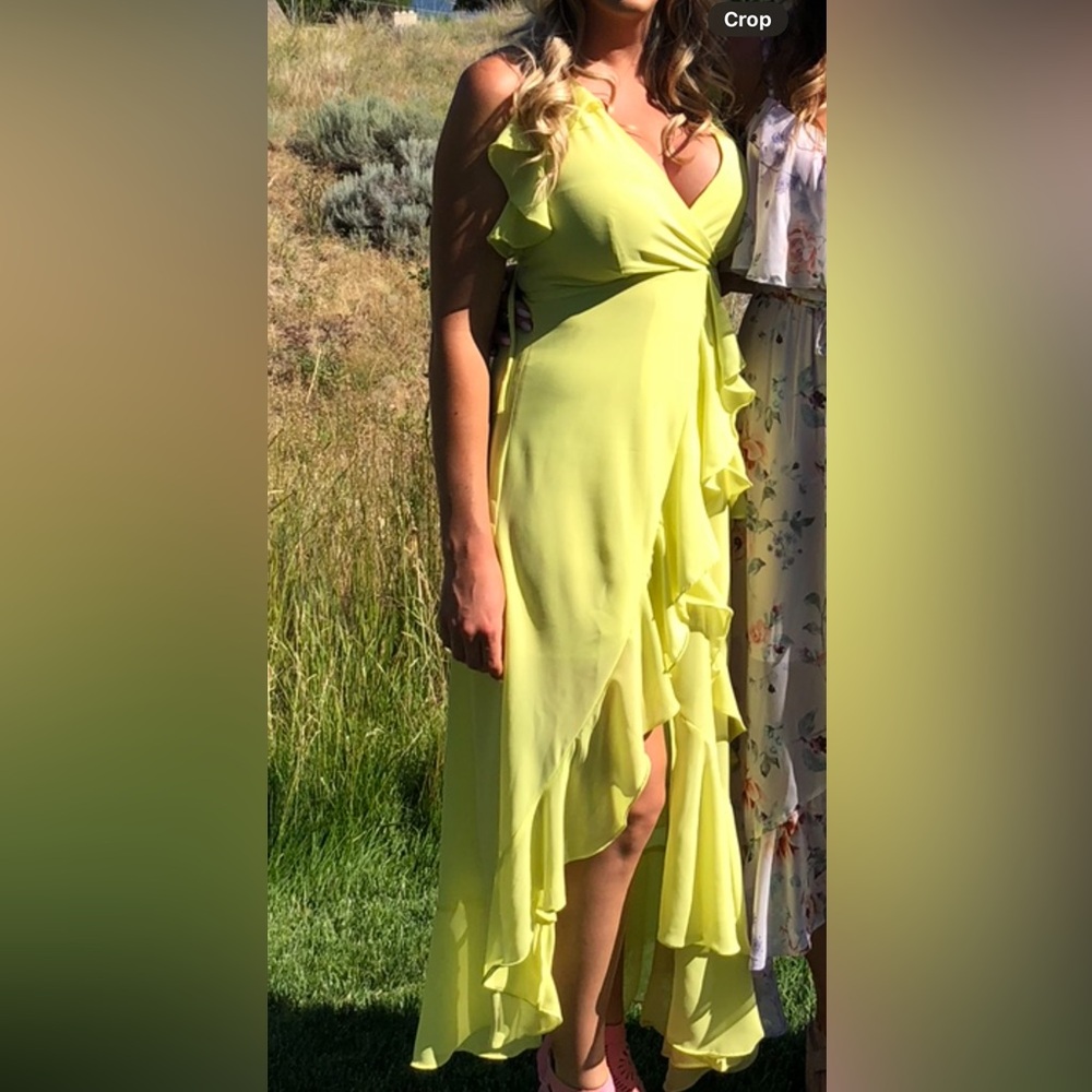 Strut and Bolt Lime Yellow flowing guest dress